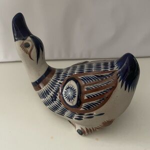 vintage 1960 Tonala Mexican pottery duck Folk Art Signed By Mateo Tostado